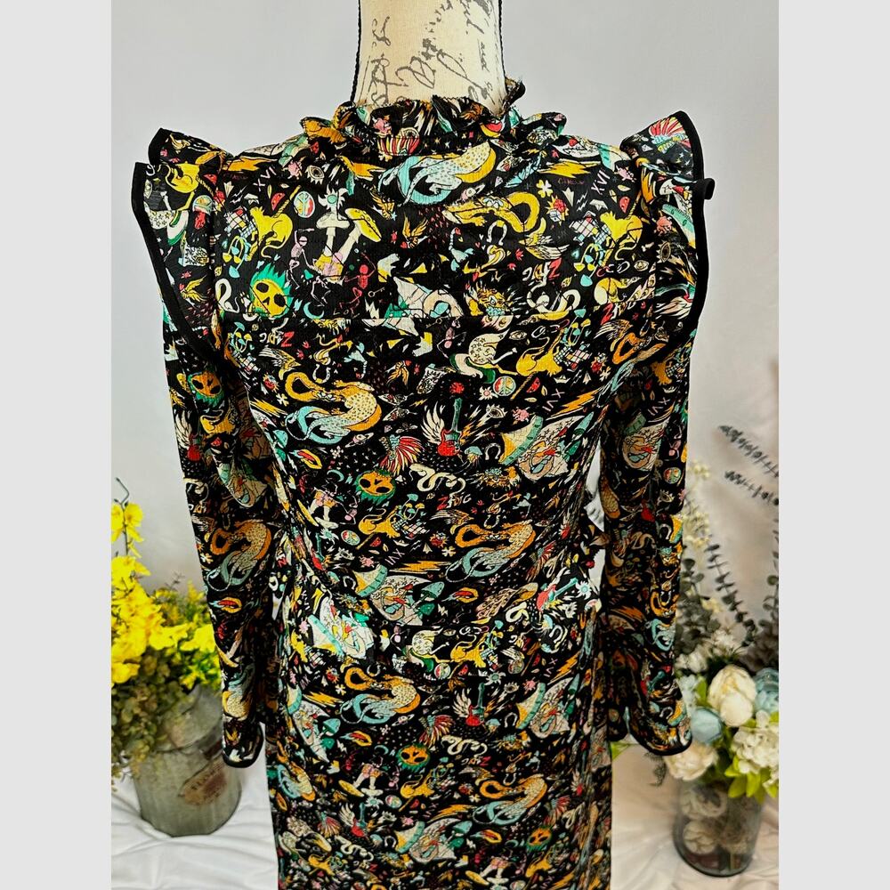 Zadig & Voltaire Rosier Circus Print Dress Midi Multi XS - Picture 15 of 16